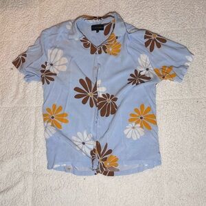 Goodfellow & Co Casual Blue and Brown Floral Shirt